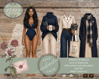Grace Dress-Up Doll Printable | Digital Paper Doll Ephemera