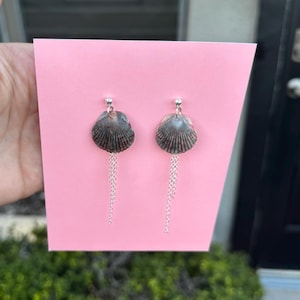 Scallop seashell earrings, seashell studs, seashell stud earrings, hypoallergenic earrings, beach earrings Sterling silver earrings 925
