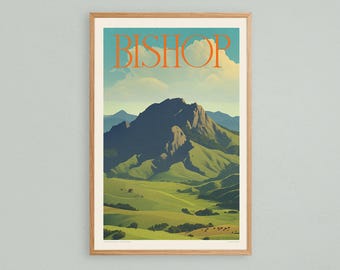 Lámina artística de Bishop Peak, San Luis Obispo, póster de viaje vintage de California