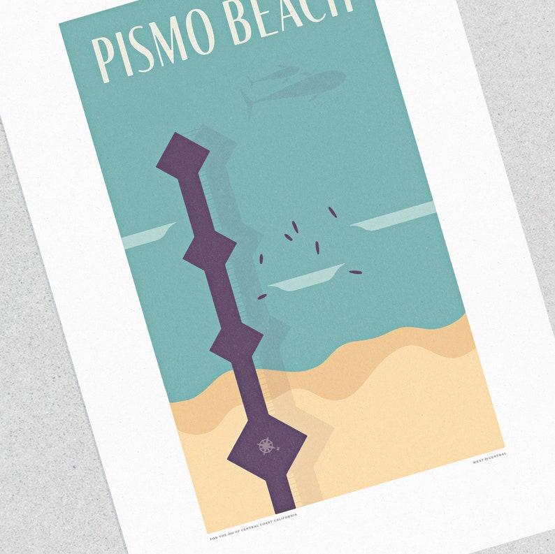 Pismo Beach Art Print Colorful Modern Central Coast Etsy