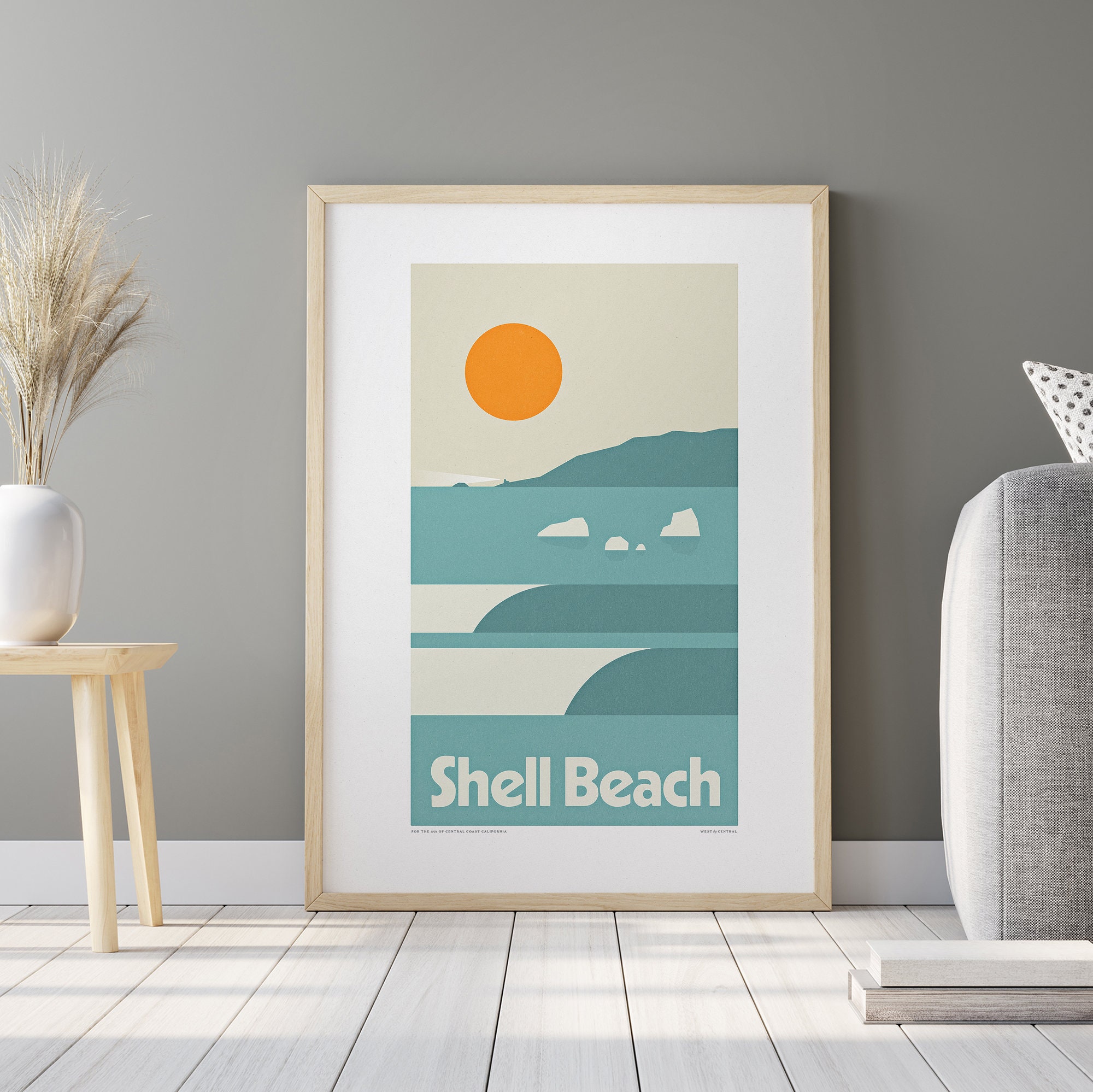 Shell Beach Art Print Colorful Modern Central Coast Etsy