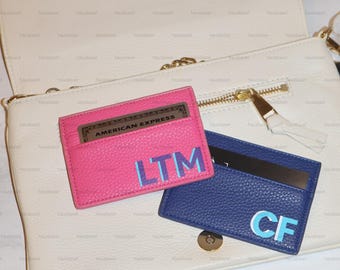 Monogrammed Pebble Leather Cardholder: Personalized Wallet