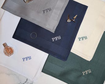 Juego de pañuelos de algodón con monograma: pañuelos con iniciales bordadas, colores surtidos.