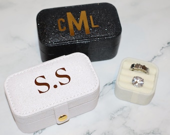 Personalized Mini Jewelry Box | Faux Leather Travel Case