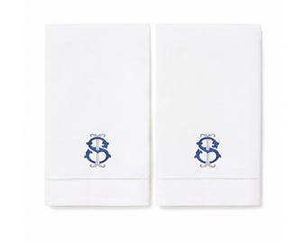 Personalized Monogram Tea Towel, Custom Embroidered Kitchen Linen, Housewarming or Wedding Gift for Couple