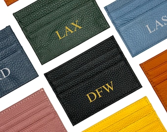 Personalized Foil Embossed Leather Cardholder: Minimalist Wallet