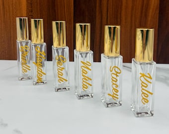 Personalized Mini Perfume Bottle Favors for Bridesmaids & Bachelorette Party | Mother of the Bride Gifts