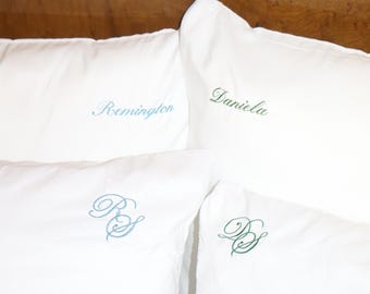 Fundas de almohada personalizadas para parejas / Bordadas, tamaño King y Queen.