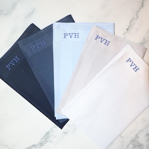 Custom Handkerchief Set - Blue Tone Hankies, Monogrammed Gift