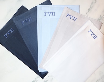 Juego de pañuelos personalizados - Pañuelos azules, regalo con monograma