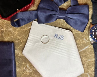 Personalized Cotton Handkerchief: Embroidered Initials, Groomsmen Gift