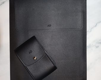 Custom Vegan Leather Laptop Sleeve with Stand & Mousepad