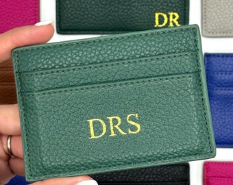 Personalisierte Leder Kartenhalter mit Folie | Personalisierbare minimalistische Geldbörsen