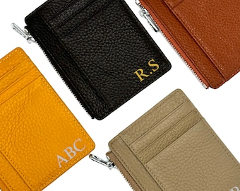 Personalized Leather Cardholder Wallet with Coin Pocket