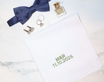 Embroidered Mens Handkerchiefs with Initials and Dates