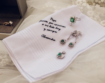 Father of the Bride Personalized Cotton Handkerchief for Men, Embroidered with Custom Message