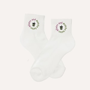 Pilates and Matcha Lattes Custom Workout Socks: Pilates, Barre, Yoga - Non-Slip Grip