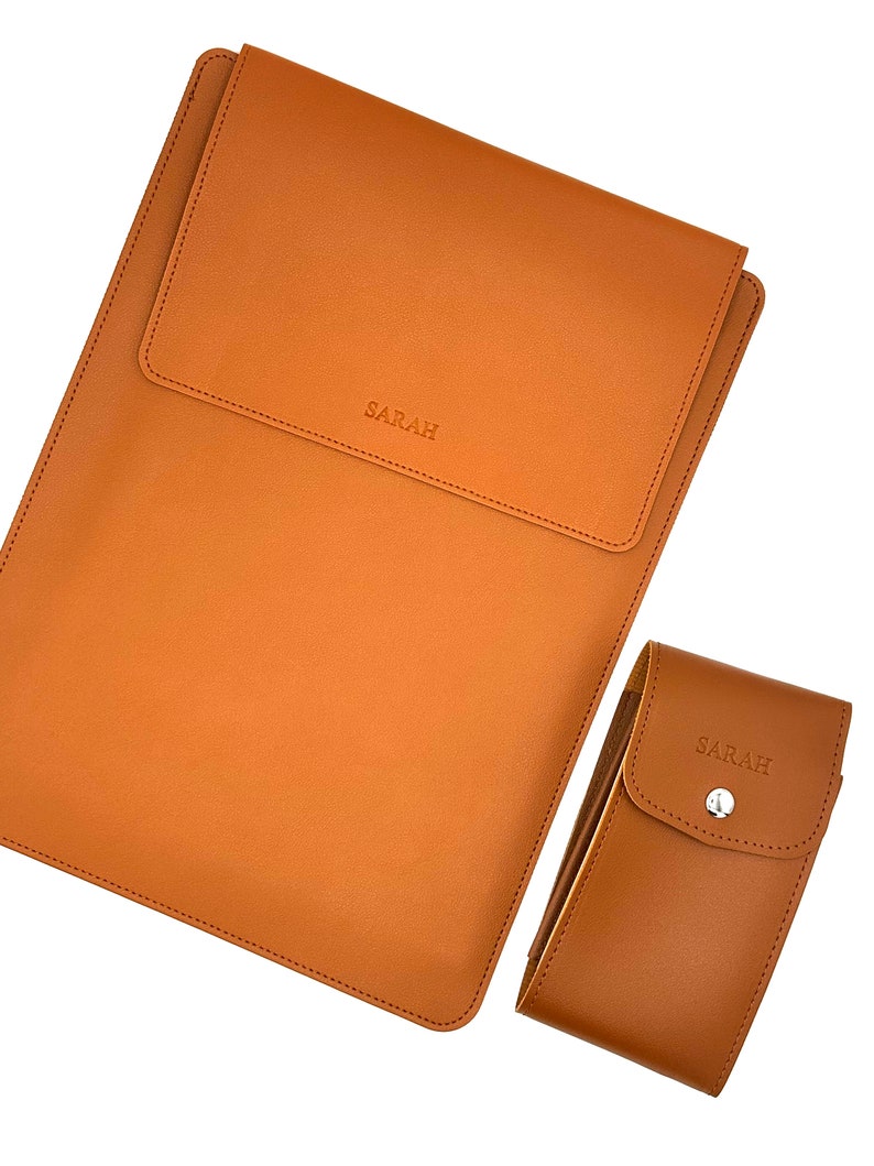 Personalized Debossed PU Leather Laptop Sleeve/holder With Stand and