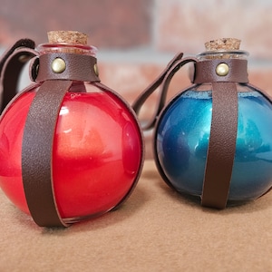 Enchanting Magic Potion Bottles Set with Swirling Effects - Health and Magic Elixirs Included