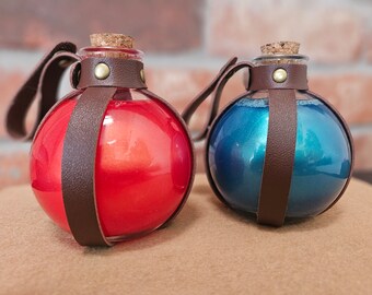 Enchanting Magic Potion Bottles Set with Swirling Effects - Health and Magic Elixirs Included
