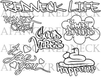 Redneck Outline 6pk Bundle!  svg png jpg dxf Digital Cut Files for Cricut, Bundle 6 Images! SAVE