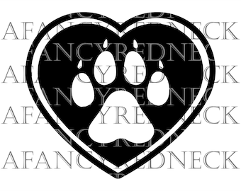 Heart Paw  svg png jpg dxf Digital Cut Files for Cricut, A Cute Paw Inside A Perfect Heart!