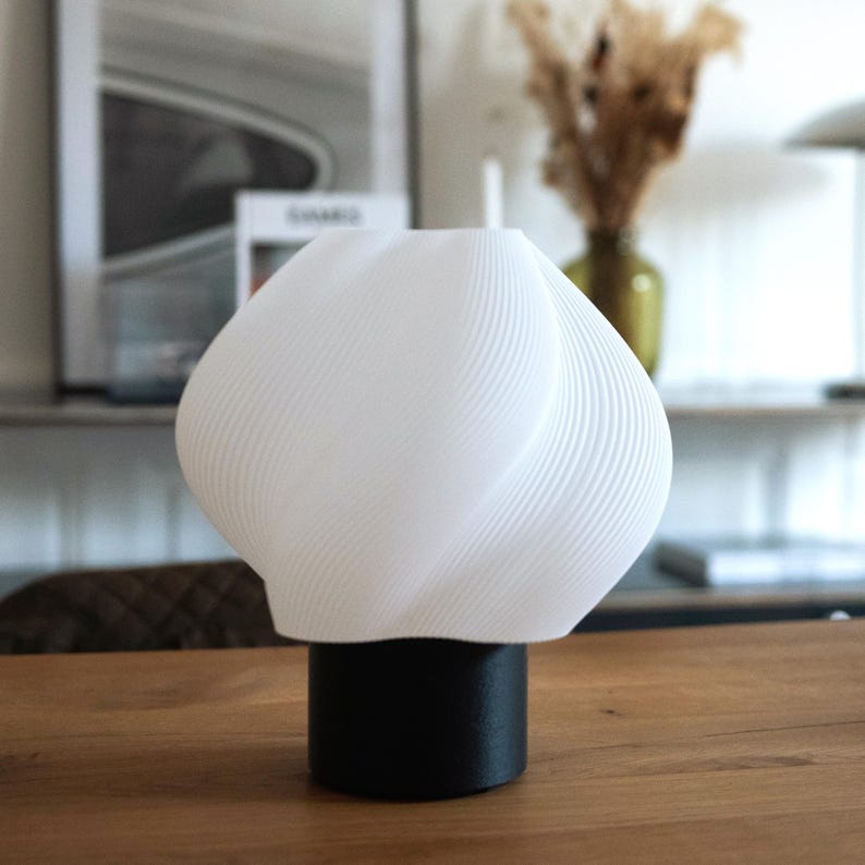 "Ondine" designer lamp with a colored, wavy, organic, modern, and minimalist base. Decorative light fixture image 7