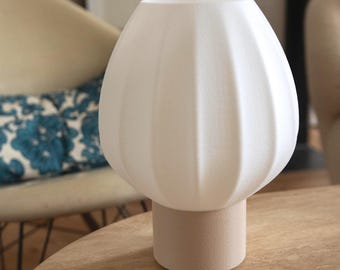 "Lotus" table lamp with colored base, modern and minimalist