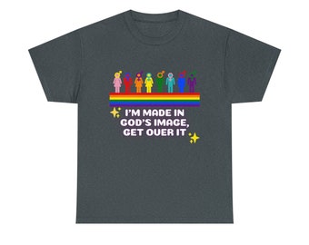 Gemaakt naar Gods beeld Unisex zwaar katoenen T-shirt