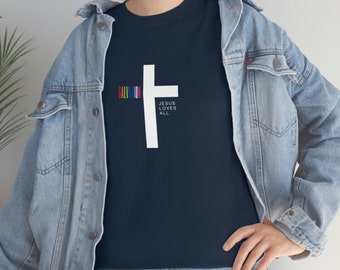 Redding LGBT Christian Jesus Loves All Unisex Heavy Cotton Tee