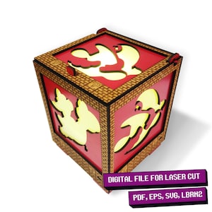 Tischlampe - Shadow Box, Super Mario Lasercut-Dateien 3 mm, pdf und eps-Pläne