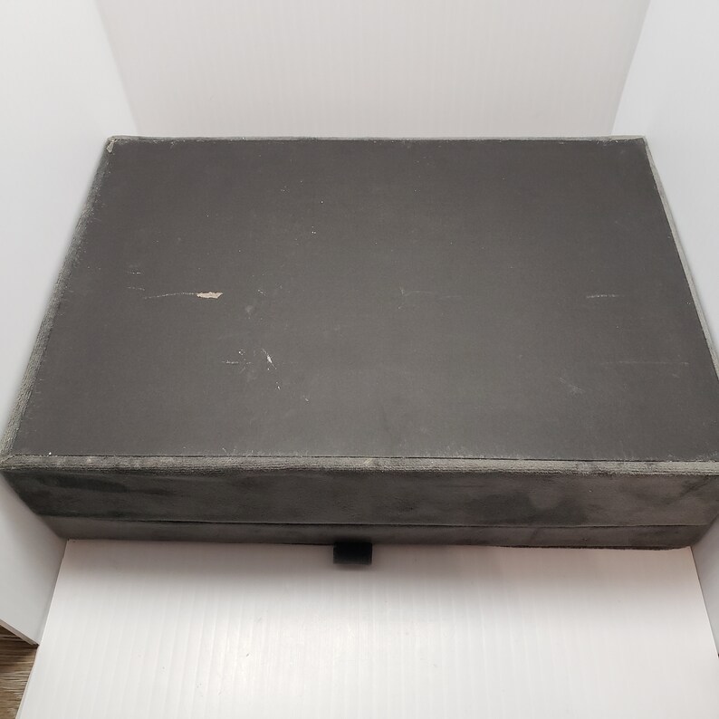 Vintage Grey Plush Jewellery Box 11 X 7.5 X 3 Inches Fair Etsy Canada