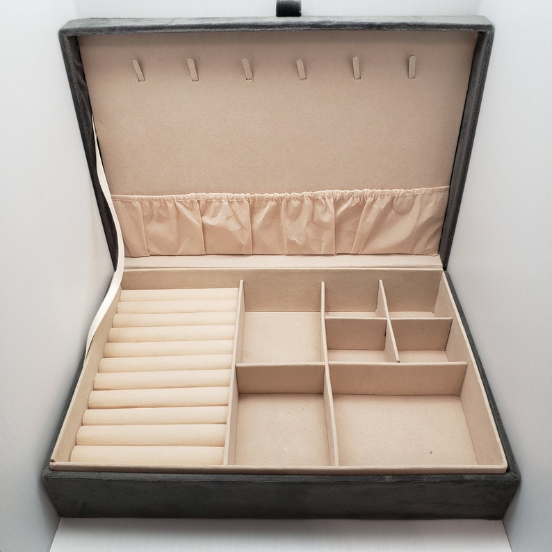 Vintage Grey Plush Jewellery Box 11 X 7.5 X 3 Inches Fair Etsy Canada