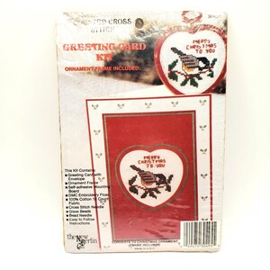 Kit complet de décoration de Noël et carte scellées NOS vintage au point de croix