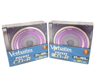 New Sealed 2 x 5 Packs Verbatim Pocket CD-R 21 Min 185MB 32x Slim Cases Incl.