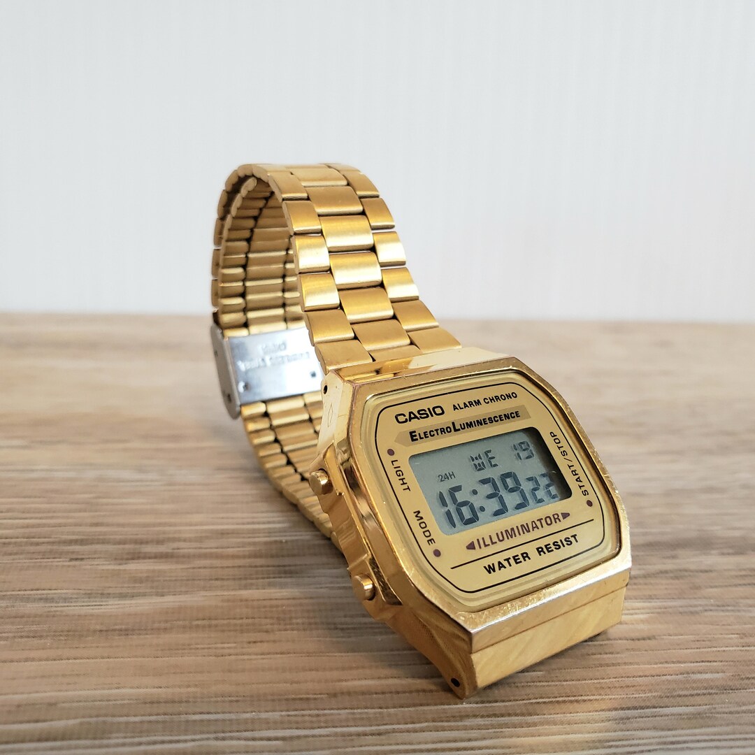 Vintage Casio 3298 A168 Gold Tone Men