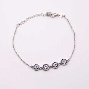 Pulsera ajustable con dije de mal de ojo de plata de ley 925