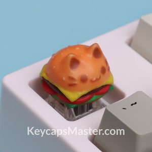 Cat Burger Artisan Keycap, Custom keycap, Resin Keycap, Cherry MX profile keycap, Mechanical keycaps | Gift for him / her