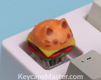 Cat Burger Artisan Keycap, Custom Tastenkappe, Resin Tastenkappe, Cherry MX Profil Tastenkappe, Mechanische Tastenkappen | Geschenk für Sie/Ihn