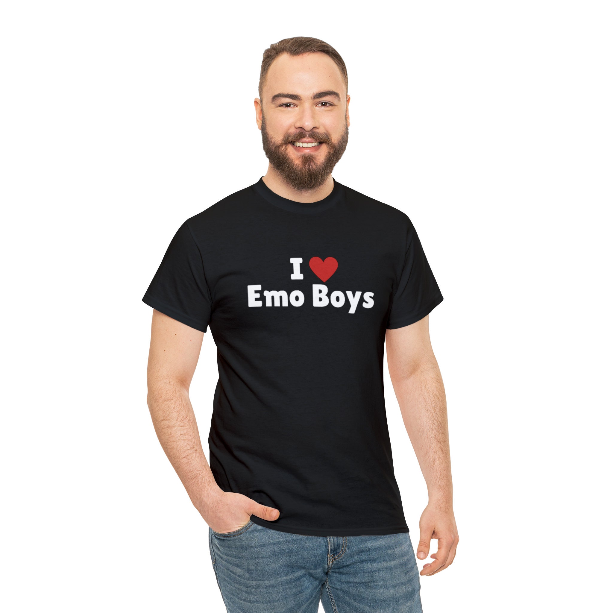 I Love Emo Boys T-Shirt , I Heart Emo Boys Shirt All Sizes Emo Boys Lovers  Tee