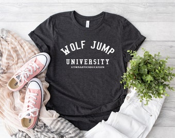 Wolf Jump University Gymnasticsducation Shirt, Sport Girl Outfits, Best Gymnast Shirt,  Gym Apparel, Gymnastics Coach Shirt,Gymnastics Shirt