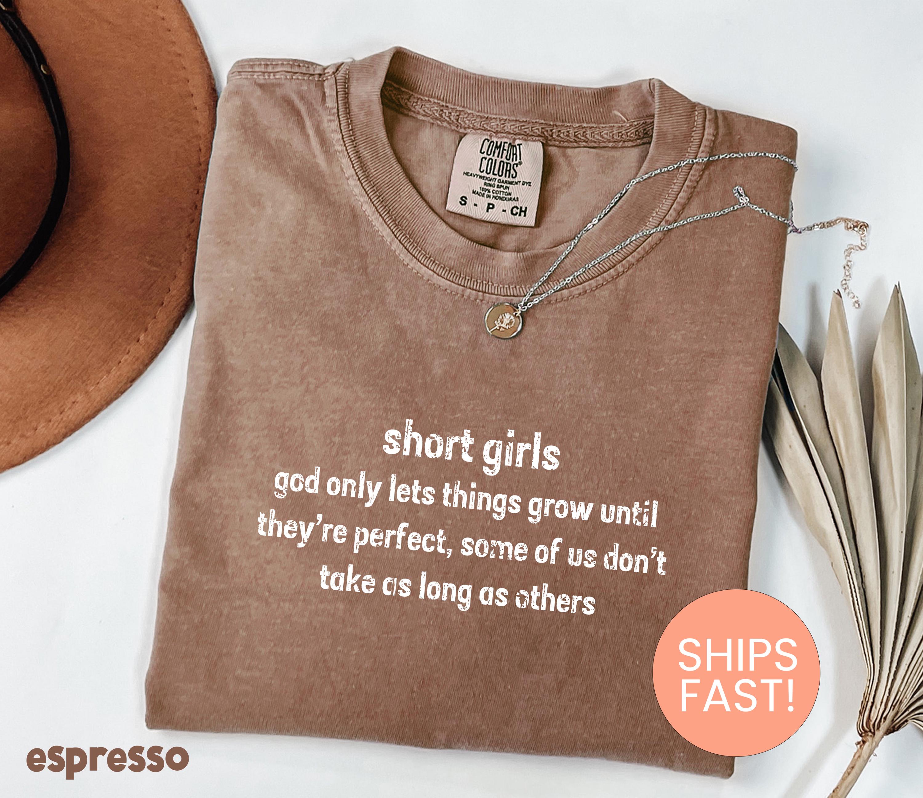 Funny Short Girls God Only Lets Things Grow Sweatshirt - Cute Quote Pullover Top For Women, Pink Medium