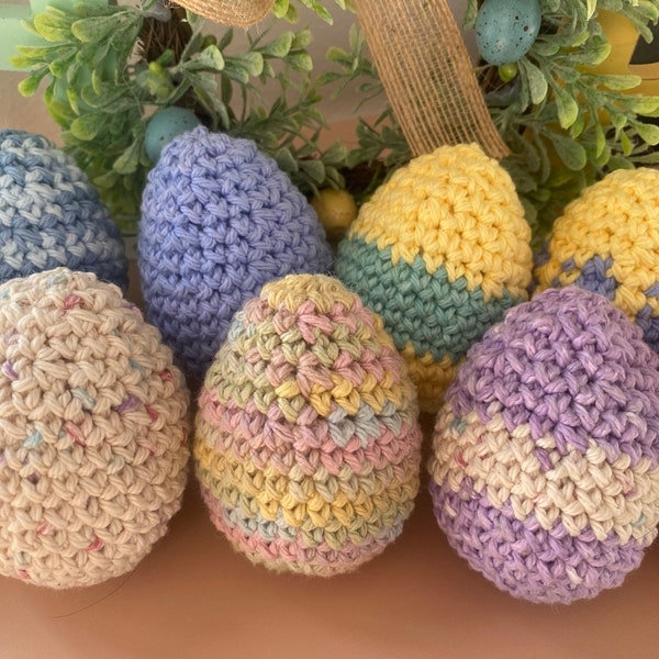 Crochet Easter Egg - Easter Home Decor or Spring Decor - 6 or 12 Crocheted Easter Eggs - Assorted Colors and Patterns