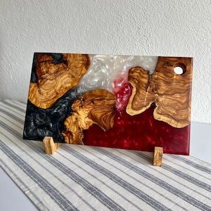 Personalized Charcuterie Board, Custom Cutting Board, Resin and Olive Wood Cheese Board, Kitchen and Dining, Epoxy Resin Art, New Home Gift