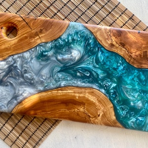 Personalized Charcuterie Board, Custom Cutting Board, Resin and Olive Wood Cheese Board, Kitchen and Dining, Epoxy Resin Art, New Home Gift