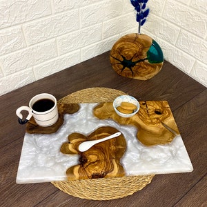 Personalized Charcuterie Board, Custom Serving Board with Resin and Olive Wood, River Cheese Board, Handmade Custom Serving Tray,