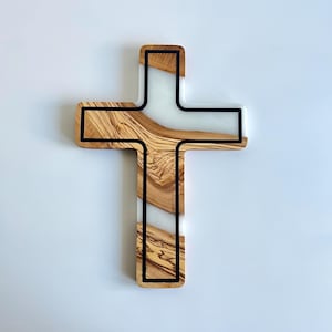 Olive Wood and Epoxy Resin Wall Cross, Resin Wall Crucifix, Large Olive Wood Wall Cross, Epoxy Wall Decor, Sacred Gift, Home Decor