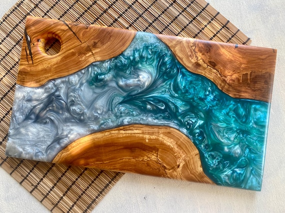 Personalized Charcuterie Board, Custom Cutting Board, Resin and Olive Wood Cheese Board, Kitchen and Dining, Epoxy Resin Art, New Home Gift