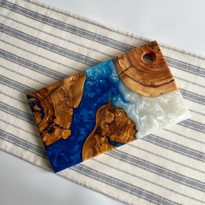 Personalized Resin and Olive Wood Charcuterie Board, Epoxy Cutting Board, Wooden Cheese Board, Kitchen and Dining, Unique Housewarming Gift