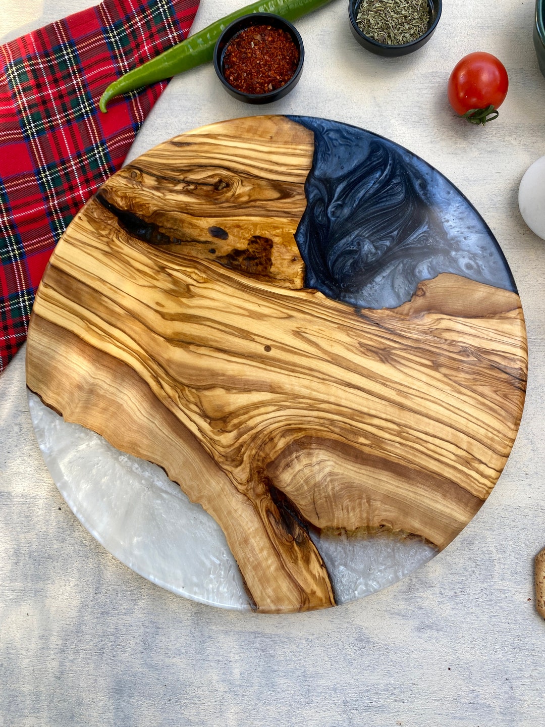Custom Made Resin Charcuterie Board Epoxy and Olive Wood Etsy